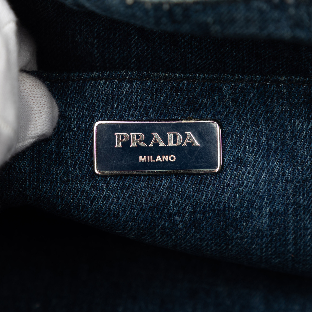 Pre-Loved Prada Small Denim Canapa Bijoux Satchel - Picture 5 of 7